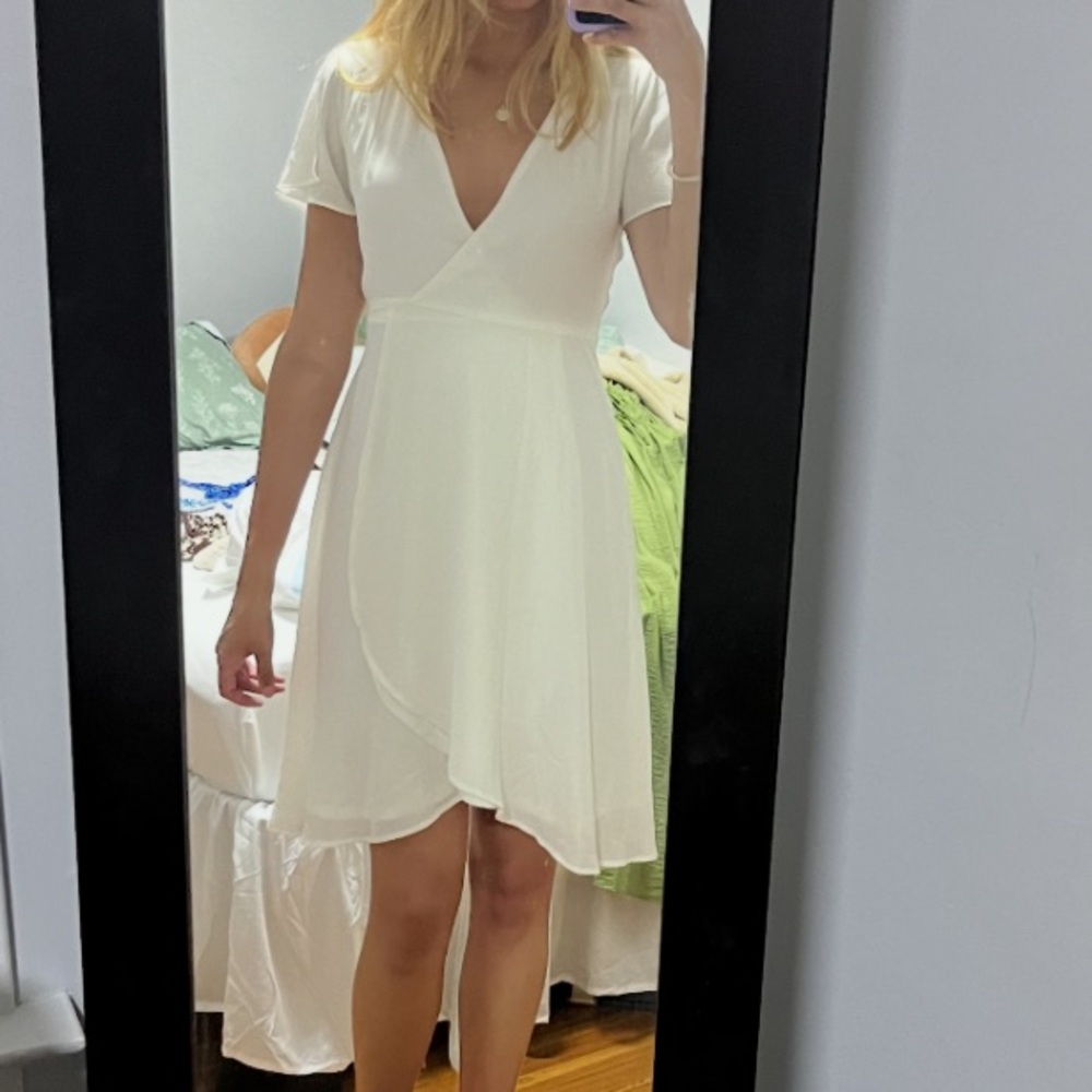 Lulu's Ivory Midi Wrap Dress